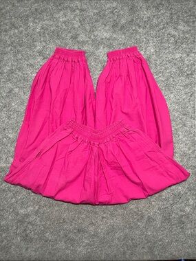 80s Bright Pink Elastic Waist Harem Pants